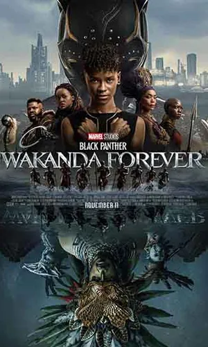 capa do filme Pantera Negra: Wakanda para Sempre que está em exibição no cinema em maringá