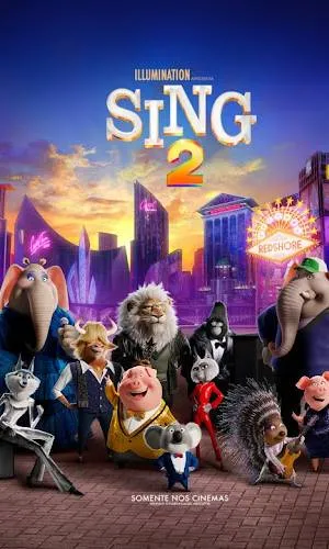 capa do filme Sing 2 que está em exibição no cinema em maringá